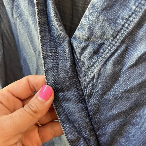 Talbots Jumpsuit Sz 10 Womens Blue Chambray Wide Leg Sleeveless Pants Ret $129 - Picture 3 of 12